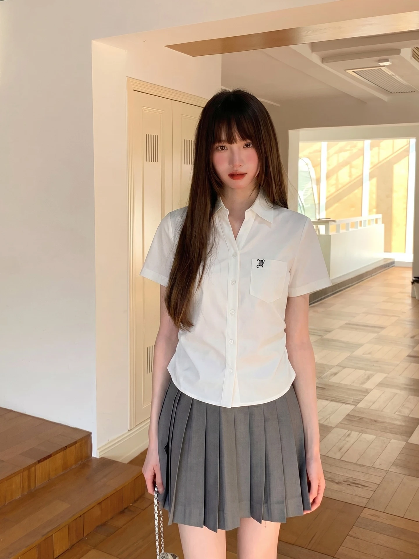 

Tokyo Seasonal Record JK Summer Outfit Women's Short Sleeve Shirt Half Skirt Two-Piece Set Luxury High-End Feeling