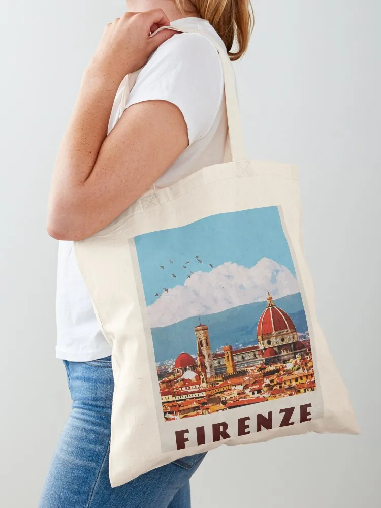 Travel In The City Of Florence Tote Bag women bag tote bag Canvas shoulder supermarket folding Canvas Tote