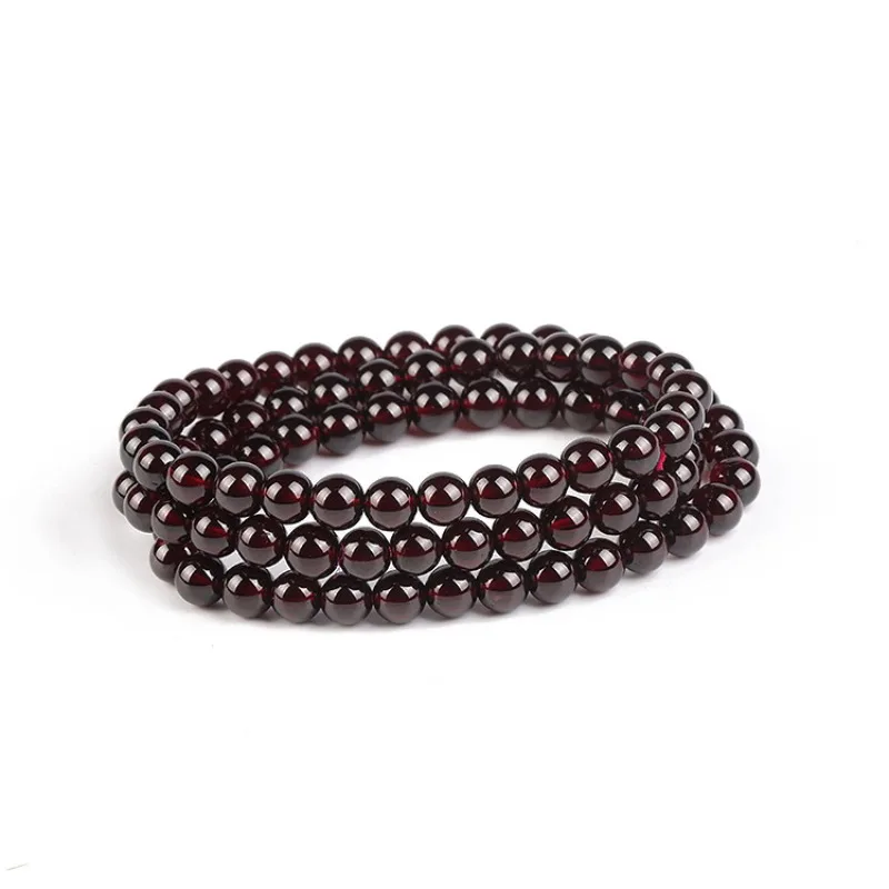 

Natural Garnet Bracelet Three Wrap Purple Tooth U Garnet Bracelet for Women Fashion Lucky Healing Jewelry Gifts