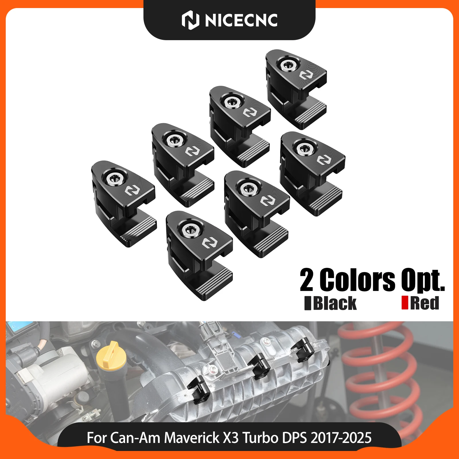 NICECNC Intake Manifold Reinforcement Brackets Clamp For Can-Am Maverick X3 4x4 Turbo DPS 2017-2025 Aluminum ATV Accessories