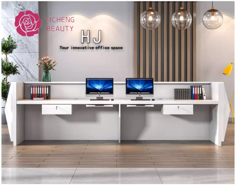 Customized.Yicheng Beauty High Quality Luxury Modern Design Shop Hotel Long Reception Desk bar Counter Front Desk on Sale