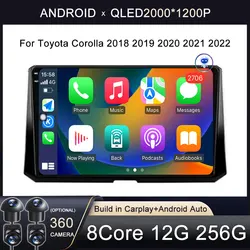 Android 14 dla Toyota Corolla 2018 2019 2020 2021 2022 Radio samochodowe Multimedialny odtwarzacz wideo Navi GPS FM BT Carplay Auto Stereo DVD