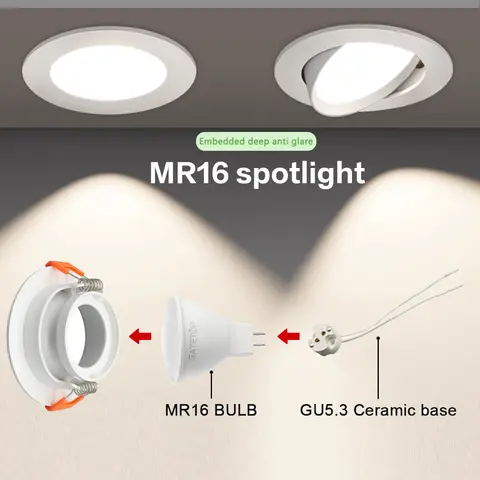 10개 AC DC 12V 24V 천장 스포트라이트 LED 조명 3W 5W 7W 90 ° 각도 조정 실내 조명 사각형 원형 통 가정용 derec