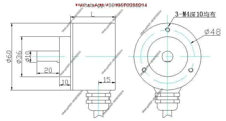 RS485 Hollow Shaft Single Turn Absolute Encoder, Controller 4~ 20mA Digital Dual Output, Flange Type