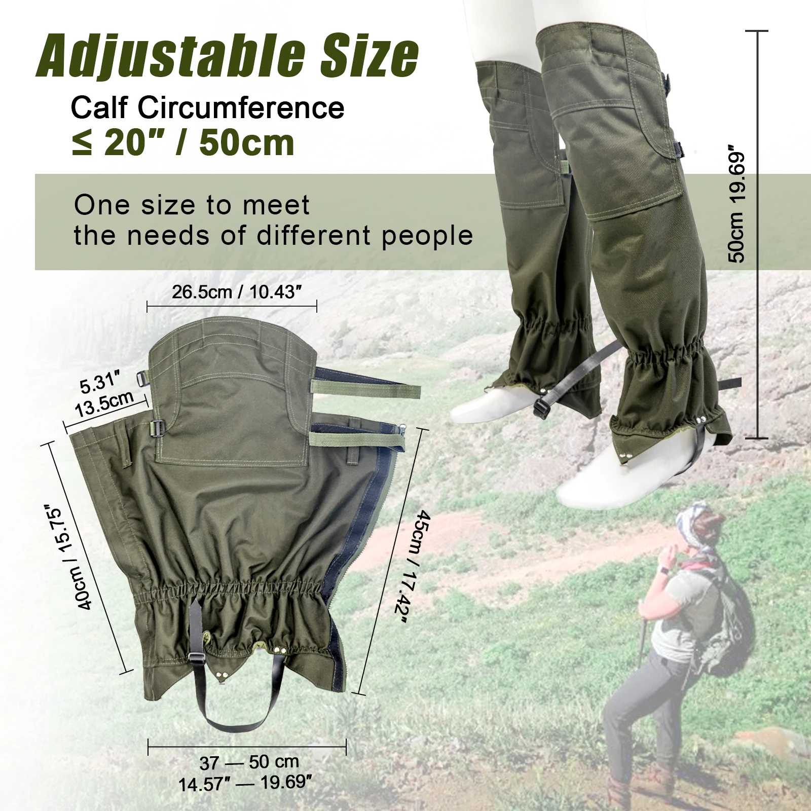 Taktische Beinmanschetten Wasserdichter Oxford-Stoff Knie-Beinschutz Reißfest Verstellbar Atmungsaktiv Outdoor-Schuhüberzug für die Jagd – Detail 4
