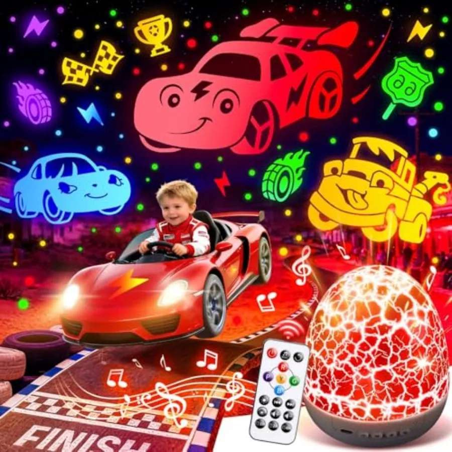 Toddler Toy Toy Projector 6HD Films+15 Sounds+31 Colors+Remote Control+360°Rotating Egg Light for Nursery Toy for Toddlers 1-3