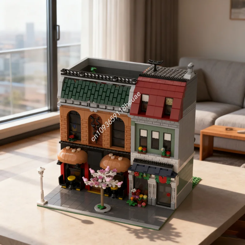 2208pcs MOC Modulaire Burger Huis Bloemist Gemodulared Model Building kerstcadeau blokken speelgoed Monteren DIY idee Onderwijs Kids