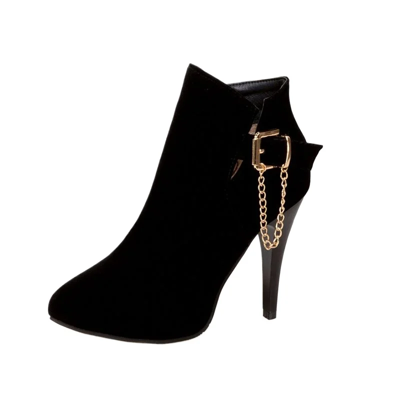 Big Size 31-50 Ankle Boot Fashion Sexy Pointed Toe Women Spring Autumn Winter High Heels Zip Wedding Party Platform Boots T2-3