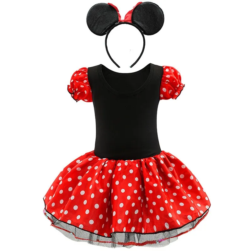 1-6 Years Baby Girl Mickey Pettiskirt Children Summer Clothes Kids Minnie Polka Dot Dress Girls Birthday Party Christmas Costume