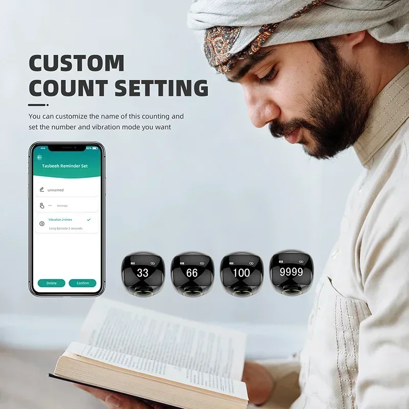 Muslim Tasbeeh tally ceramics electronic tasbih Zikr equantu LED digital counter ring