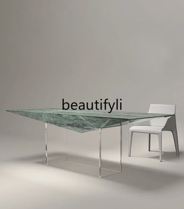 Acrylic modern simple transparent large and small apartment Island Taiwan household suspended Bulgari marble dining table