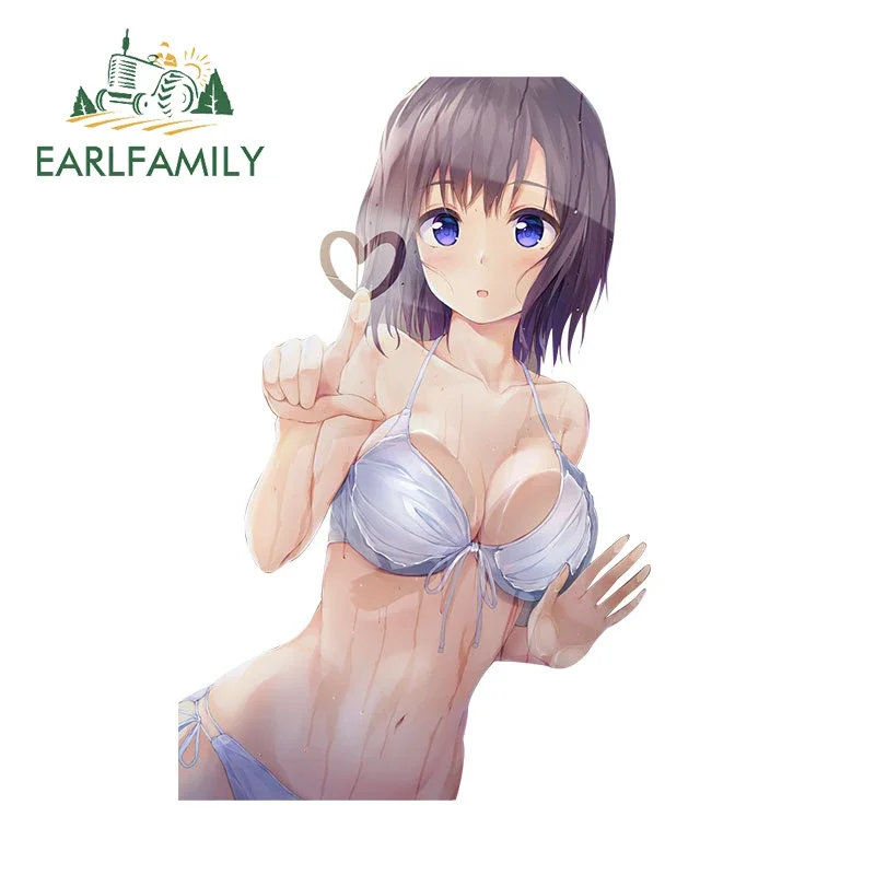 EARLFAMILY 13 سنتيمتر x 8.3 سنتيمتر أنيمي الصدر الحب فتاة ملصقات السيارات الجمال قافلة ملصق مائي مقاوم للماء دراجة نارية سباق الانجراف ديكور #1