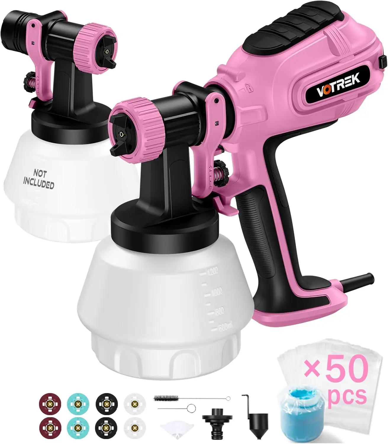 Electric HVLP Paint Sprayer Gun, Dual-Gun 700W with 8 Nozzles & Quick-Clean System for House, Furniture, DIY