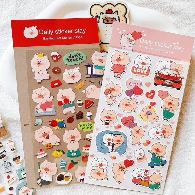 Korea Cute Pig‘s Dessert Sticker Scrapbooking Material BONITO DIY Hobby Craft Supplies DIY Stationery Journaling Stickers - Image 5