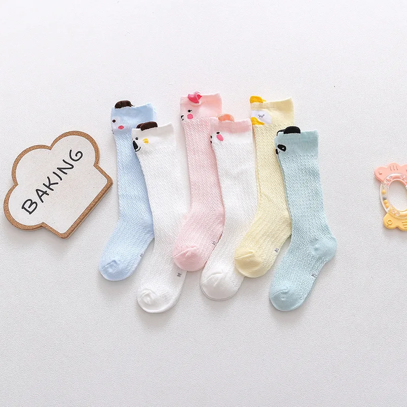 Baby Long Socks Summer Hose White Pink Blue Anti-Mosquito Knee Socks Baby Girl Over The Knee Stockings Children Mesh Cotton