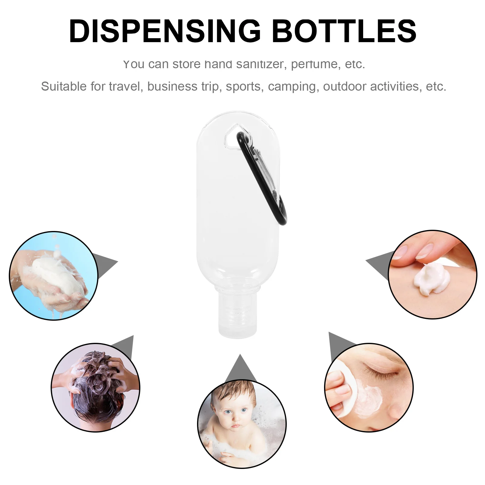 

10 Hand Bottles 30ml PET Refillable Hand Bottles Travel Size Empty Soap Dispenser Hanging Design Portable