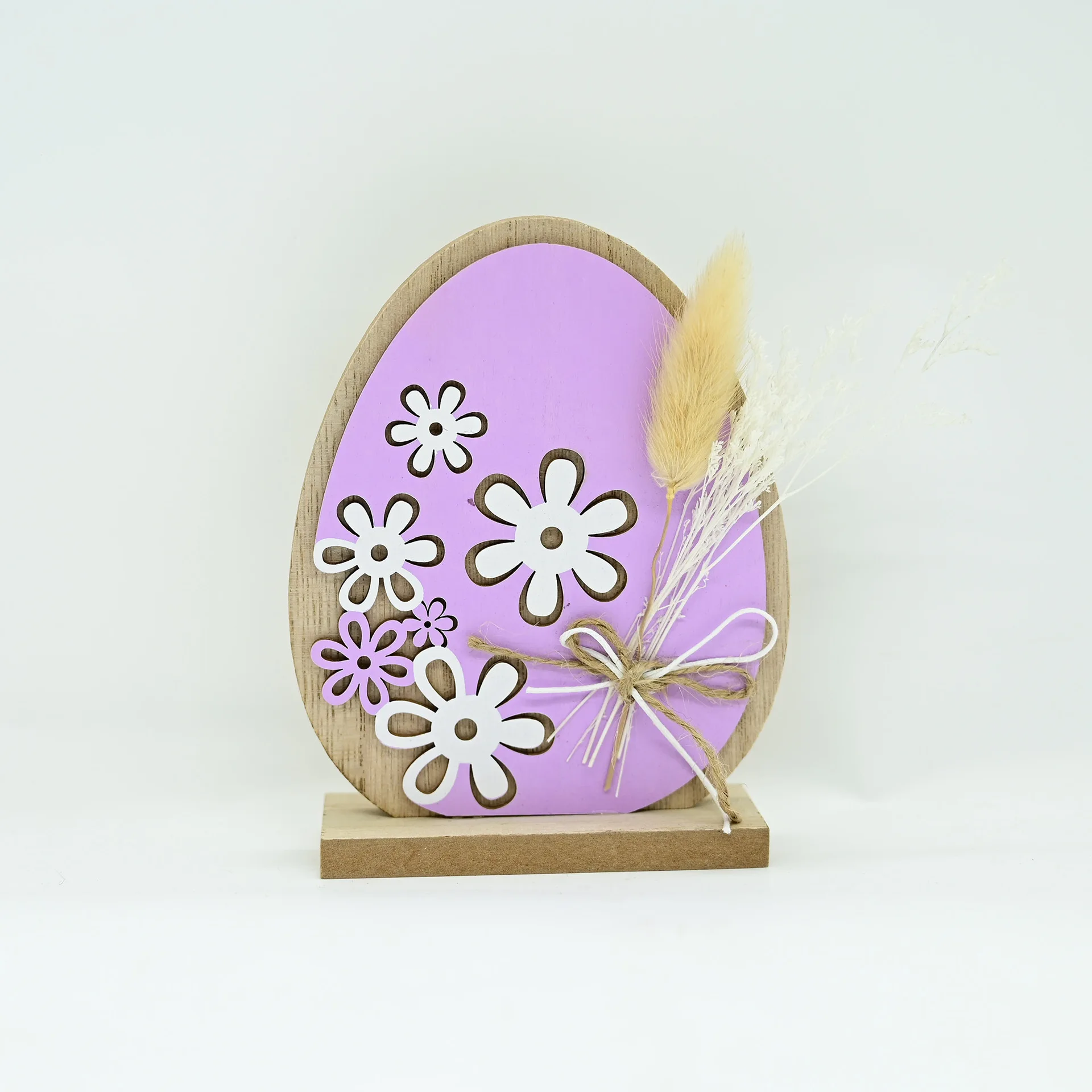 Easter Wooden Rabbit Ornament Bunny Egg Table Signs Bunny Shaped Craft Easter Spring Home Decor Hollow Out Purple DIY Ornament