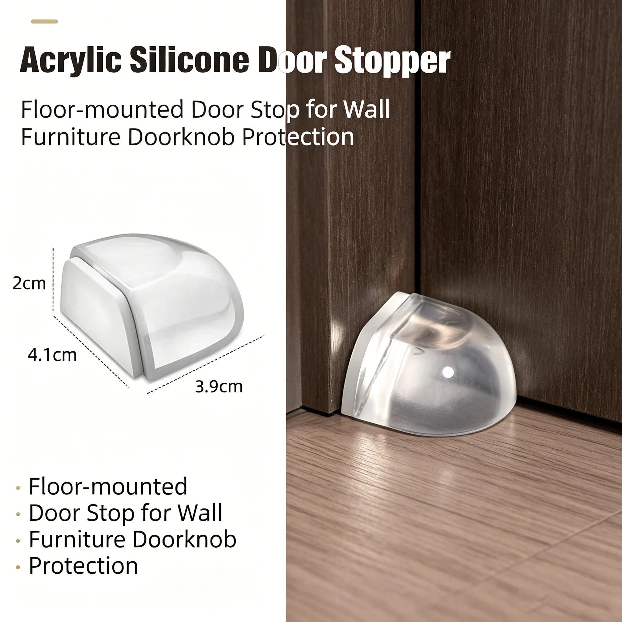 Transparent Silicone Door Stopper Floor Mounted Anti Bump Pad No Drill Home Office Safety Protection Door Stop Home Improvement view 2