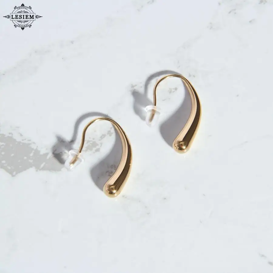 LESIEM 2023 Lovely Gold Plated Female Friend stud earrings droplet type ear hook women earrings prices in euros