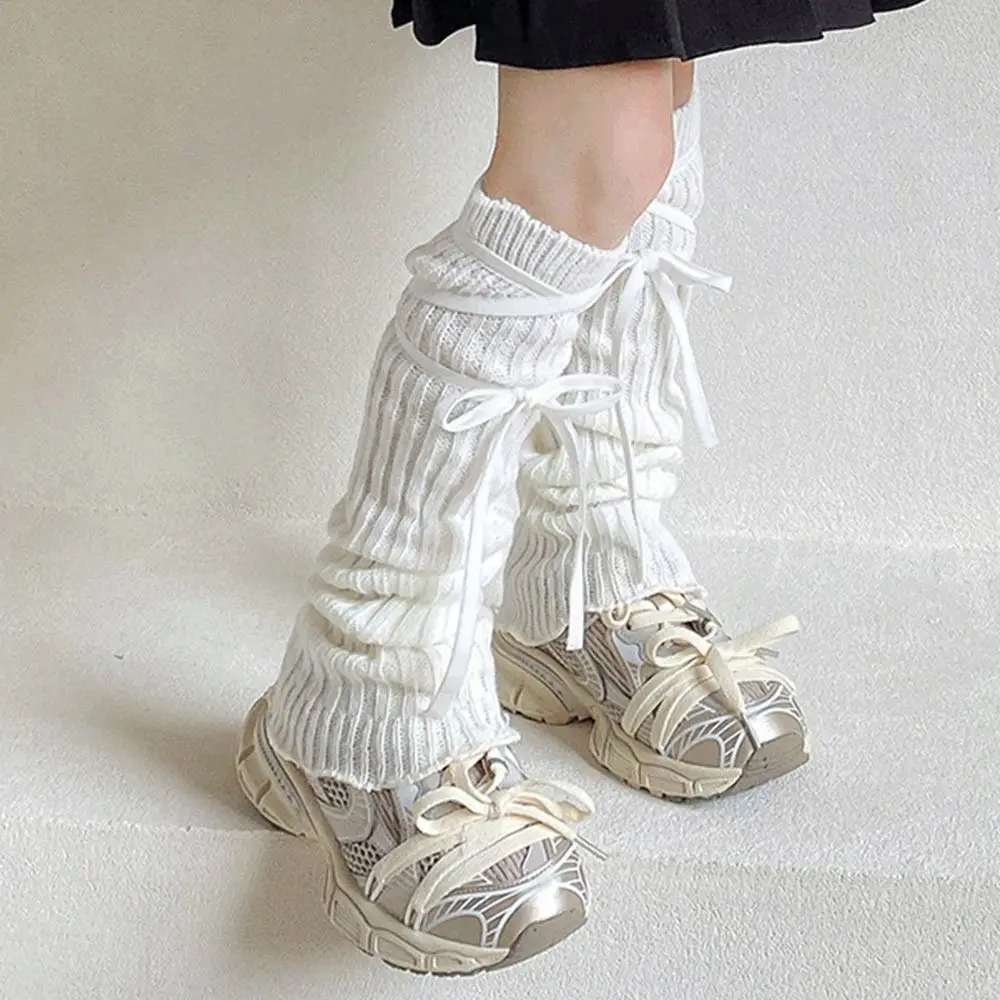 Solid Color Kids Lace Leg Warmers Elastic Lace Trim Lolita Style Socks Knitted Soft Fabric Elastic Tube Socks Winter Season