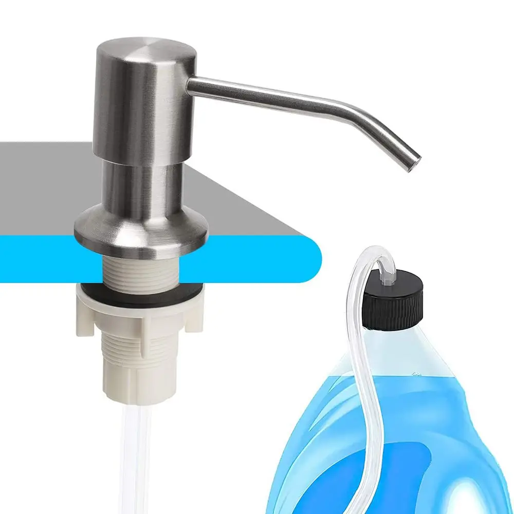 

Home No-spill Stainless Steel Detergent Extension Tube Dishwashing Liquid Lotion Dispenser Kitchen Sink Mounted Soap Dispenser