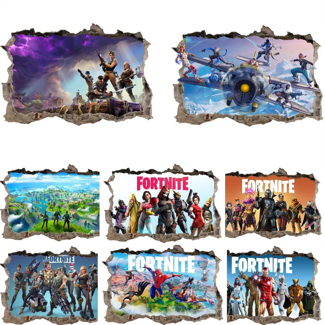 Fortnite Cartoon Stickers Game Characters Peripheral Wall Pasted Boy's Bedroom Decoration Self-adhesive PVC Stickers Accessories