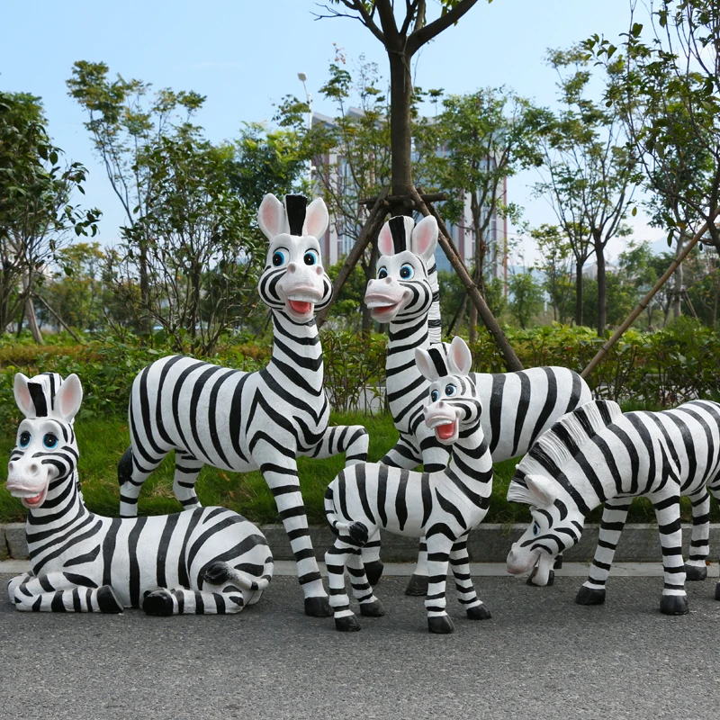 

Outdoor Cartoon Animal Zebra GRP Sculpture Decoration Flower Garden Landscape Lawn Decoration