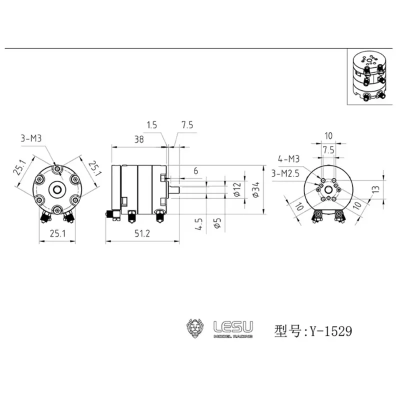 

RC 1/14 LESU 270 ° Hydraulic Rotary Motor Oil Ring for Toucan Truck Accessories DIY Model Parts