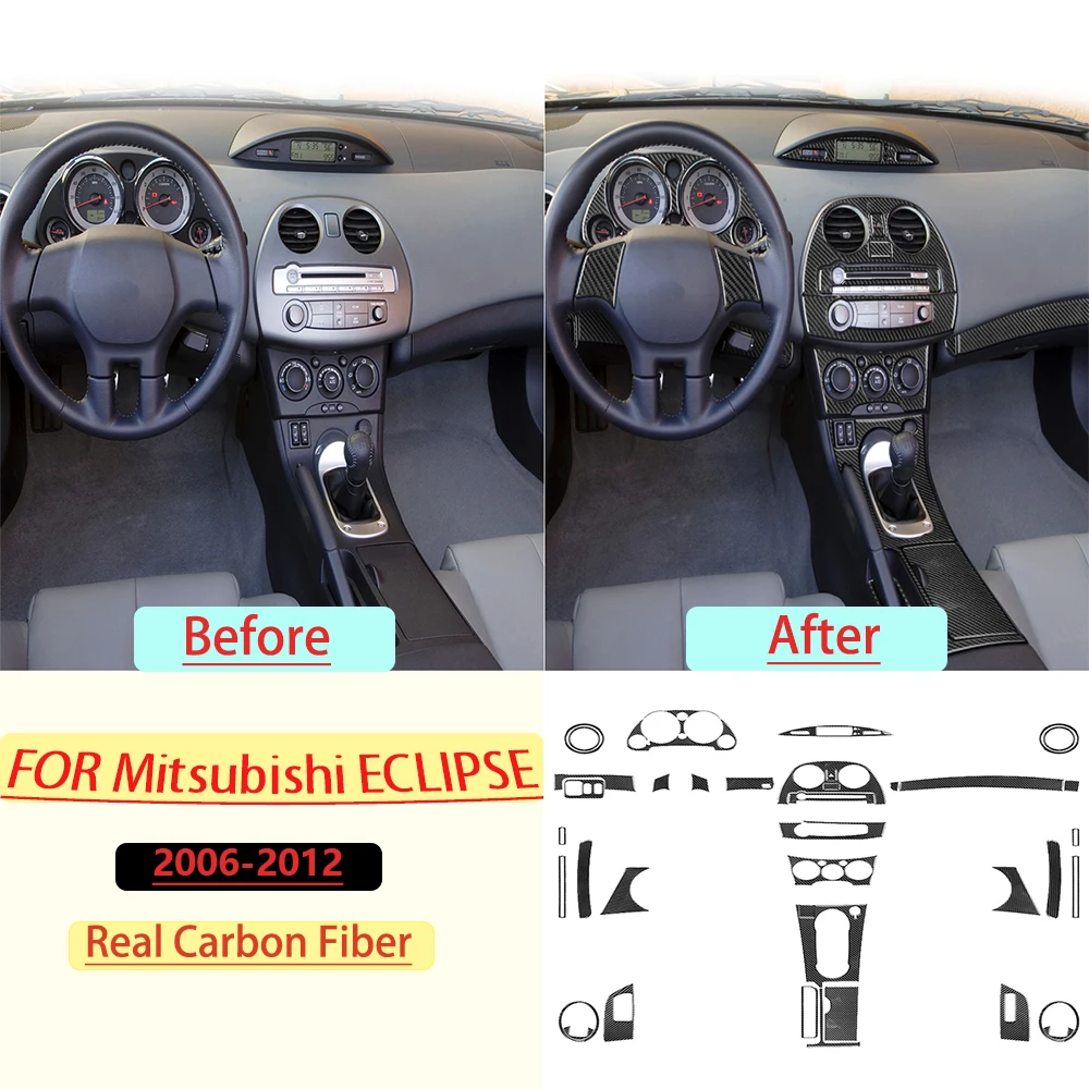Carbon Fiber For Mitsubishi Eclipse 2006-2012 Car Complete Set Trim Customizable Car Sticker Interior Accessories
