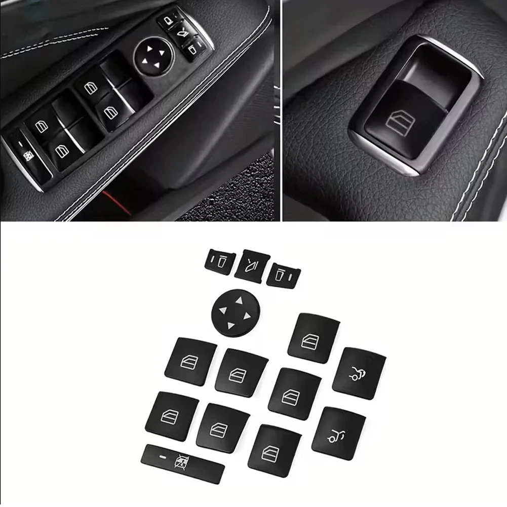 Auto-Fensterheber-Knopfabdeckung Aufkleber Schalterblenden-Styling für Mercedes Benz A B C Klasse W204 W212 GLA GLK CLA GL ML GLE – Detail 2