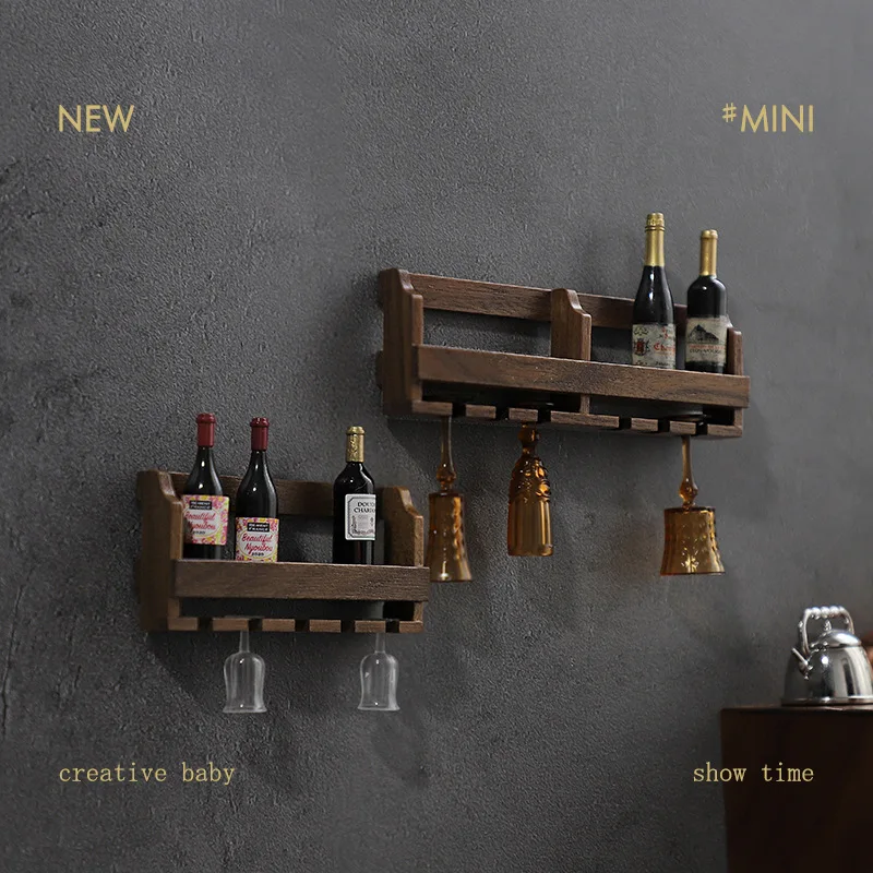 Dollhouse Mini Shelf Wall Miniature Items Cup Holders Wine Rack Wall Hanging Ornaments Doll House Accessories Commodity Shelf