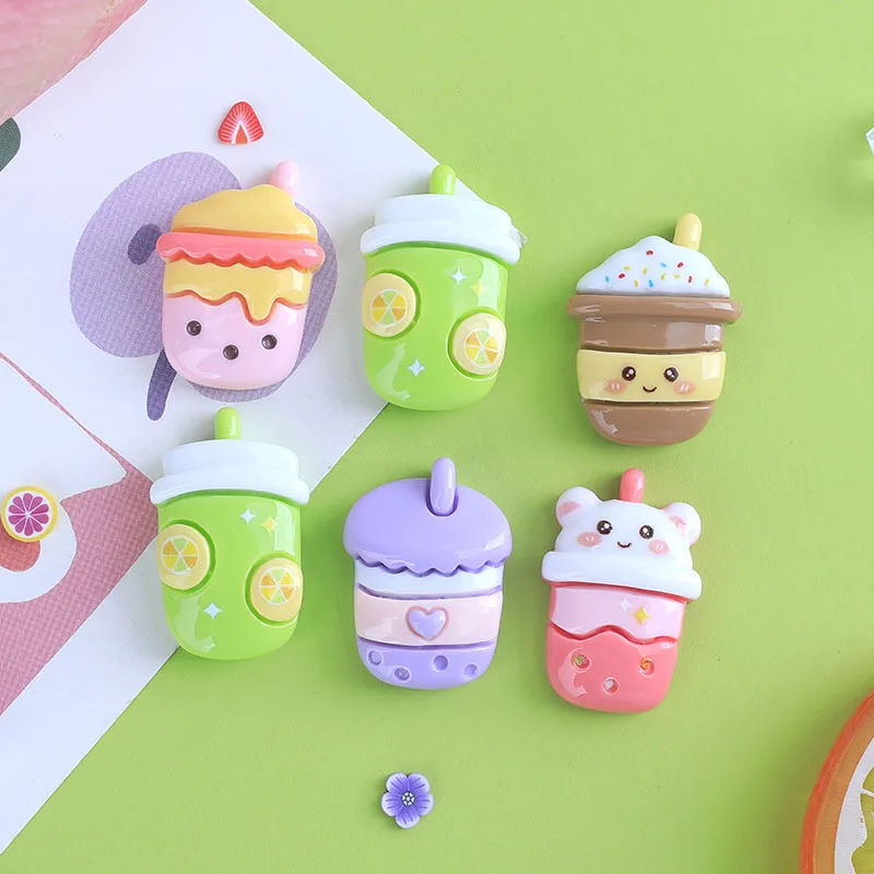 100PCS Resin Kawaii Cartoon Summer Smoothie Bucket Series Flatback DIY Figurine  Scrapbook Home Decor Craft Accessories