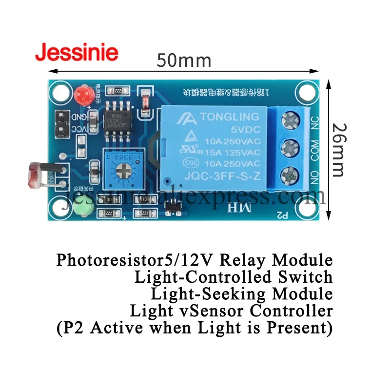 Photoresisto 5V/12V Relay Module Light Photoswitch Sensor Control Switch Light Detection Sensor Controller For Arduino P2 light