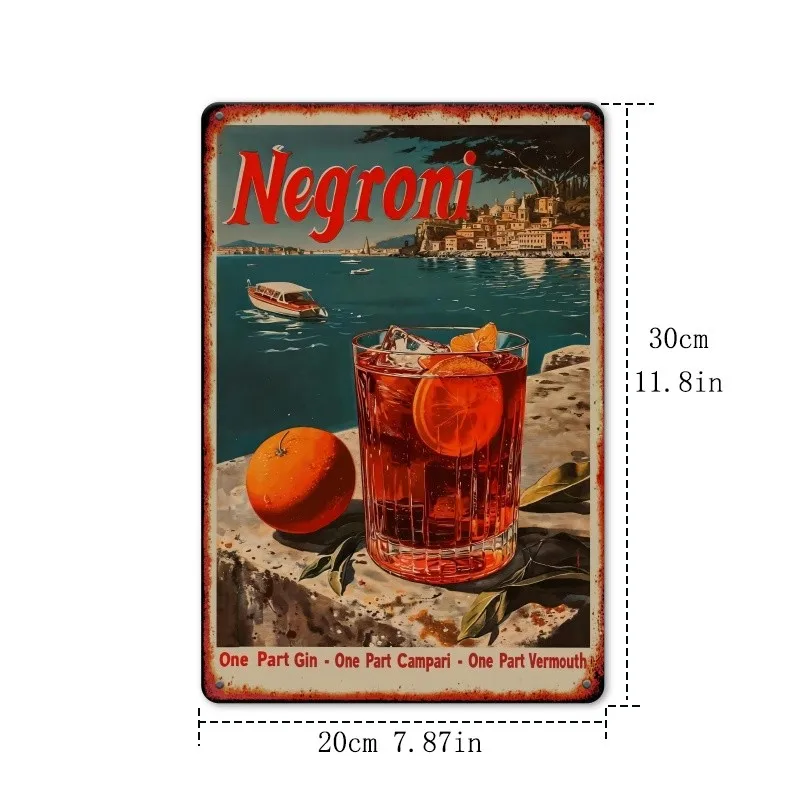 Tin Metal Signs Retro Metal 1pc Negroni Cocktail Themed Tin Sign | 8x12 i