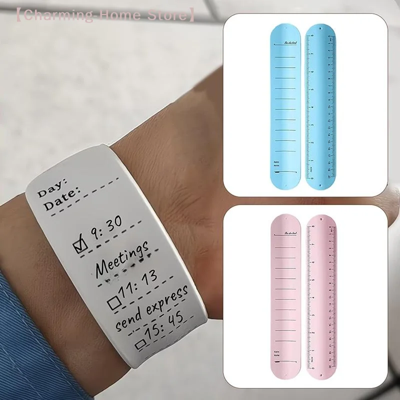 【M】Silicone Wristband Memo Pad Wristband Notebook Reusable Erasable To-Do List Bracelet Curve Ruler Multi-Functional