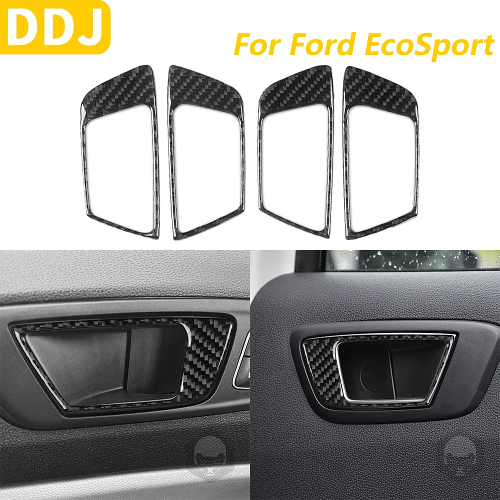 

For Ford EcoSport 2018-2025 Carbon Fiber Inner Door Handle Switch Panel Trim Cover Car Accessories Interior Decoration Sticker