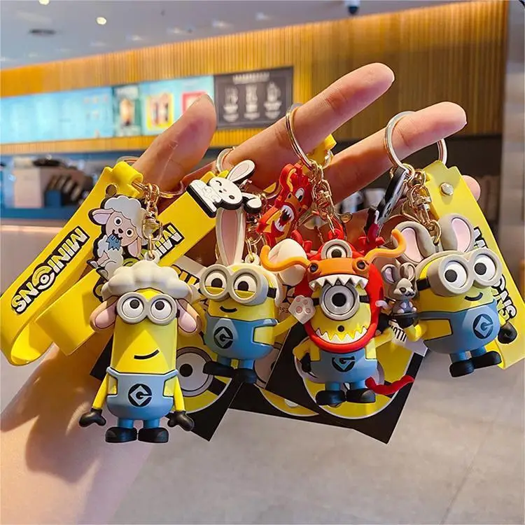 

Kawaii Keychain Cartoon Toys Model Silicone Pendant Keyring Cosplay Chinese Zodiac Car Backpack Key Holder Accessories
