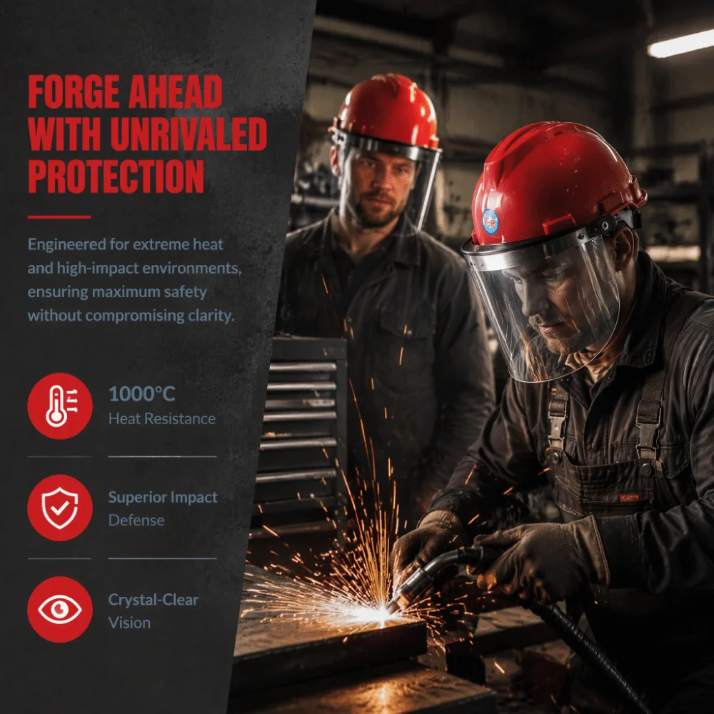 High Temperature Resistant Protective Face Shield Transparent Impact Resistant Full Face Visor Heat Insulation Fireproof