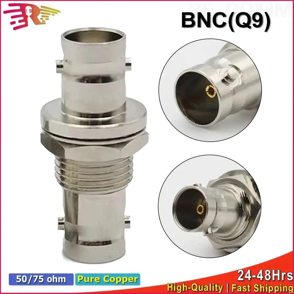 

Premium Q9 BNC Female to BNC Female Connector 50 / 75 ohm Straight RF Coaxial Adapter Kit Washer Nut Fast Delivery Copper Brass