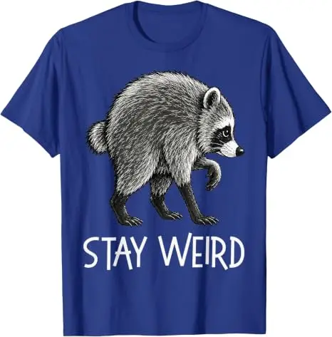 Stay Weird Funny Timothy Raccoon T-Shirt Y2k Herren Damen Baumwolle Gemütliche Oversize-T-Shirts Mode Vintage Kurzarm-Spruch-T-Shirt – Detail 14