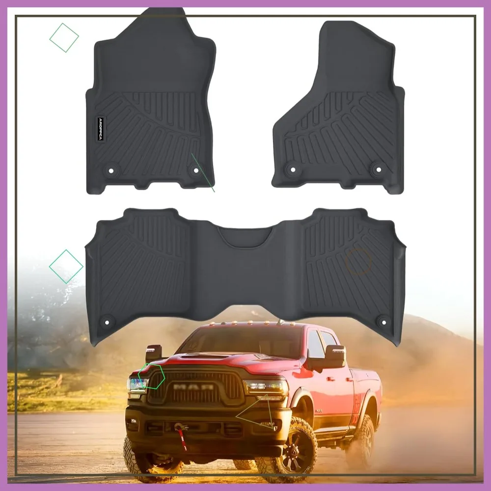 

All Weather Car Floor Mats for 2019-2026 Ram 2500/3500 Crew-Cab, TPE Rubber Liners Anti-Slip Full Set Automotive Mats
