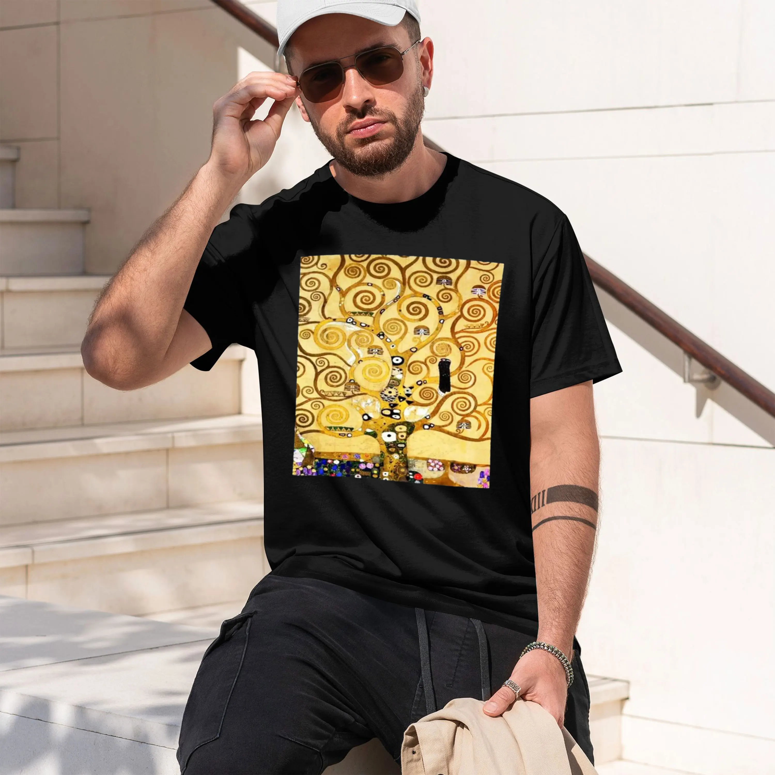 Забавная мягкая мужская футболка Gustav Life, футболки Tree shirts Stoclet The Frieze, футболка Klimt 2026, новая модель, мужская футболка с коротким рукавом.