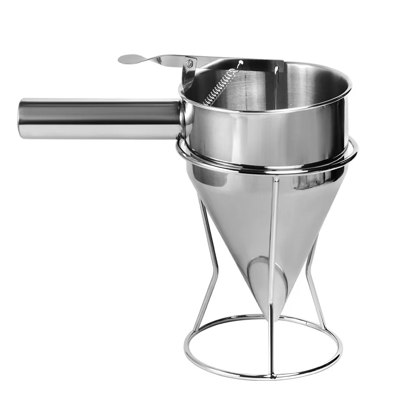 For Stainless Steel Funnel Cone Kitchenware with Shelf Snack Liquid Feeder Lower Batter Funnel Spoon