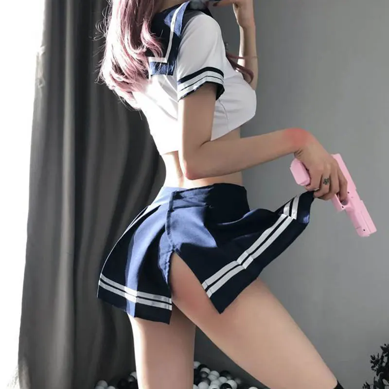 Women\'s Underwear Sexy Costume Cosplay College Style Jk School Uniform Sex Ultra Short Skirt Uniform Passionate Nightwear Set