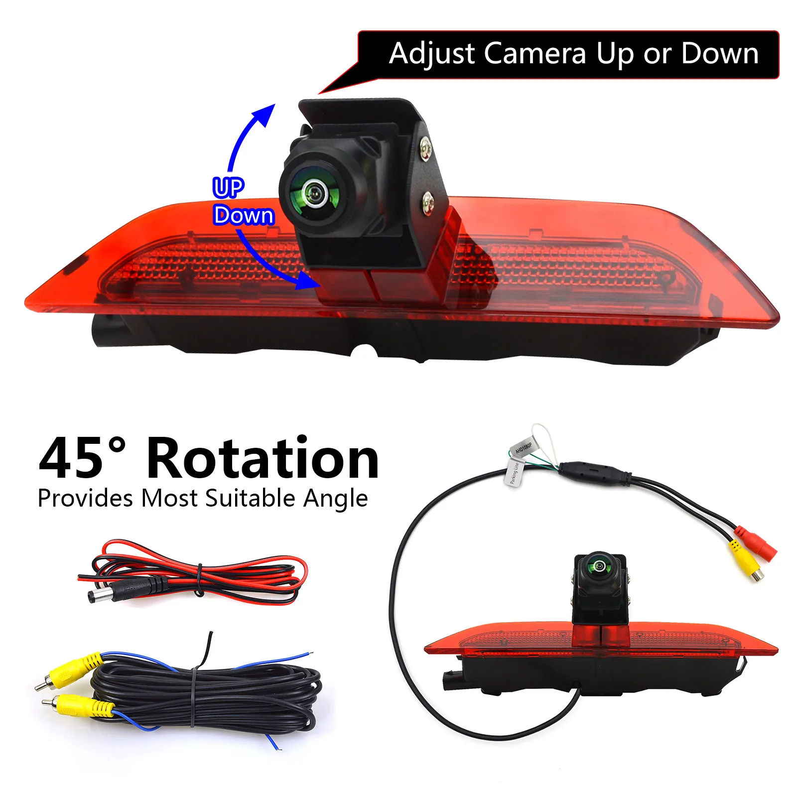 High-position brake light reversing camera，Applicable to VW Caddy (2020-2024)Parking and reversing at night are safer.