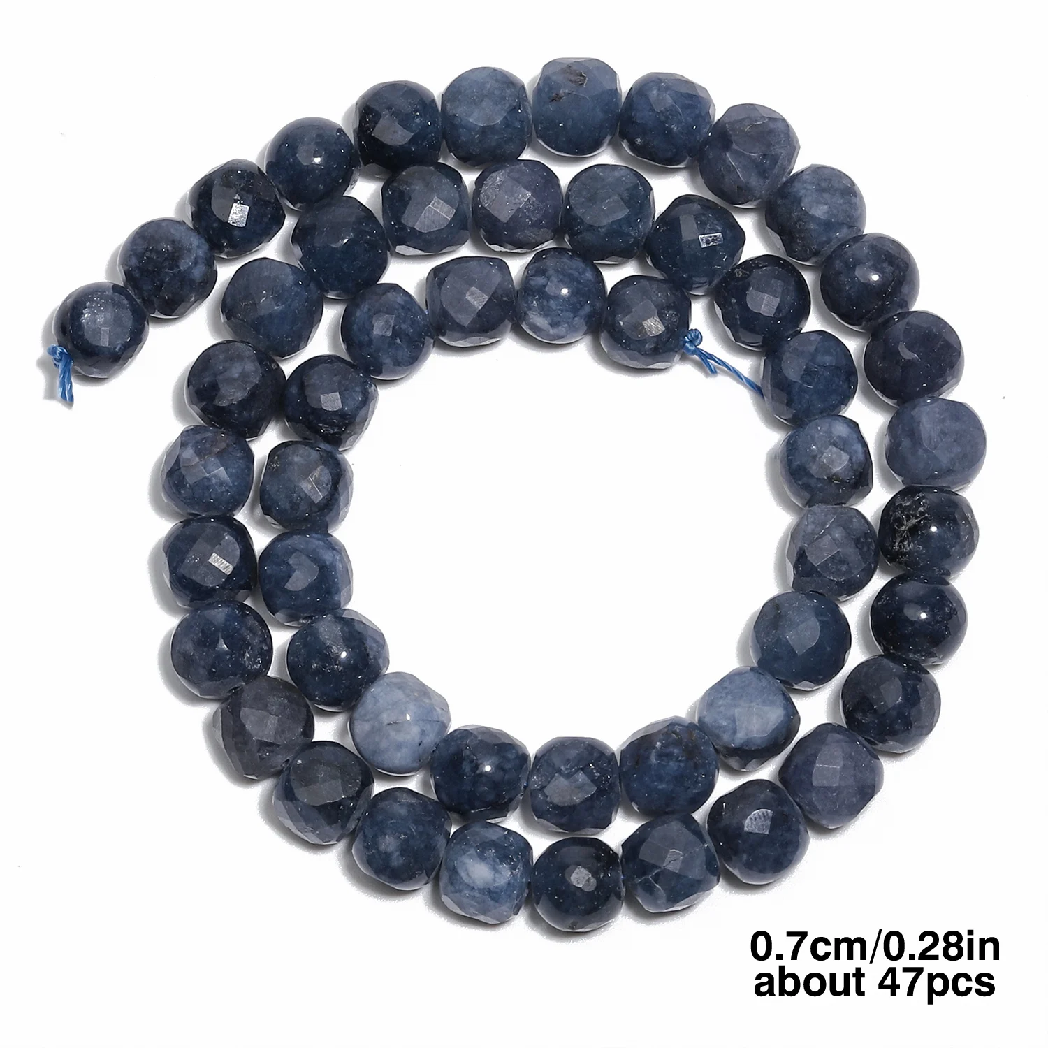 Blue Sapphires Jade Beads 7-8mm Faceted Square Cube Geometric Shape Loose Beads for Jewelry Making Diy Accessories