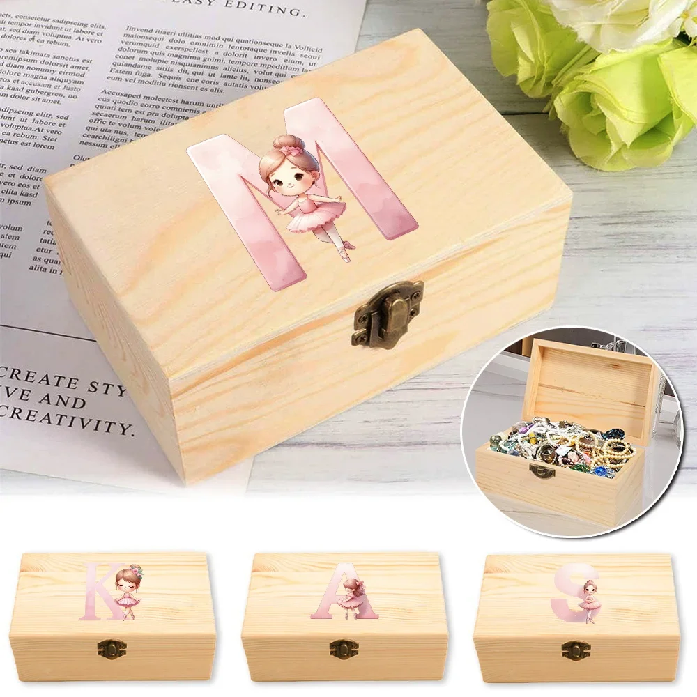 Wooden Storage Box Desktop Wooden Storage Organizer Home Supply Storage Decoration Personalized Gifts Ballerina Girl Pattern