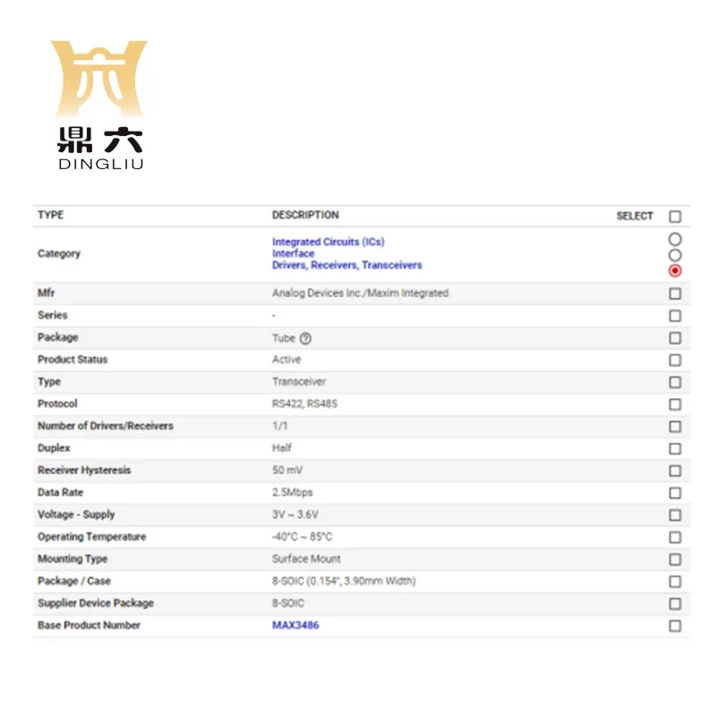 MAX3486EESA + Ic Transceiver Half 1/1 8Soic MAX3486EESA + Drivers, Ontvangers, Transceivers