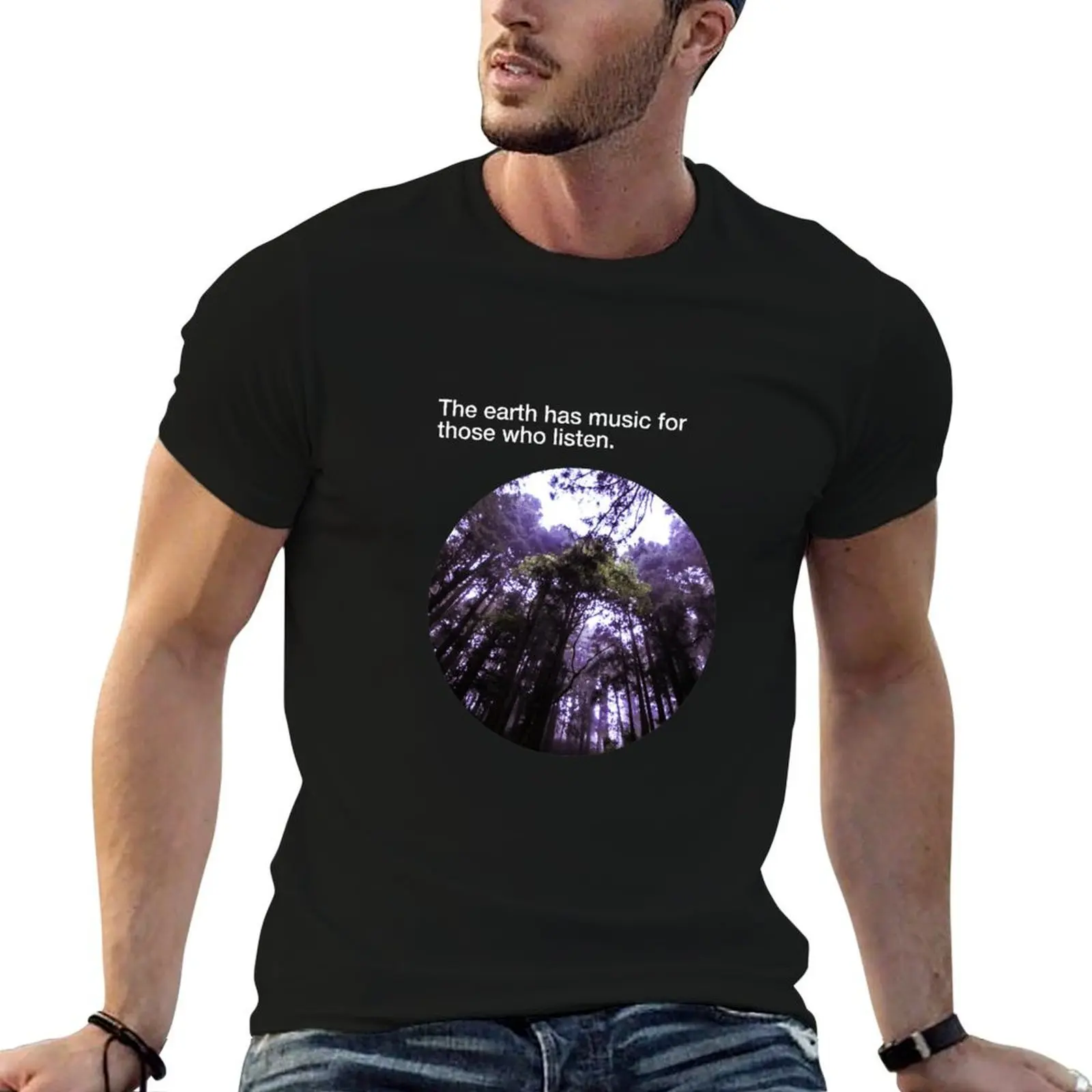 The earth has music for those who listen T-Shirt tops heavyweights mens workout shirts