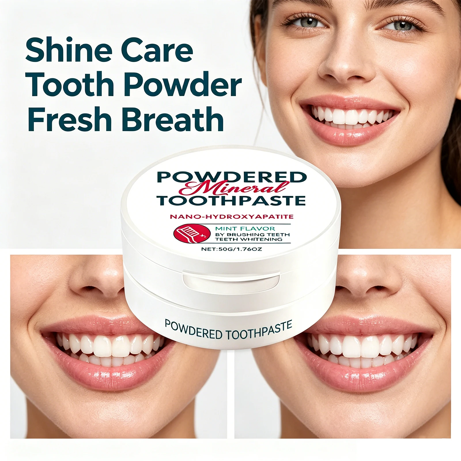 Teeth Whitening Powder Fresh Breath Gum Health Oral Mint Fresh Fine Fine Texture Stain Removal Tooth Powder Reduce Bad Breath